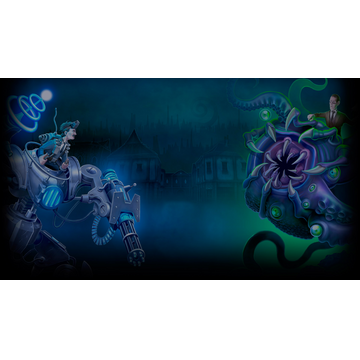 Tesla vs Lovecraft metal vs tentacles background