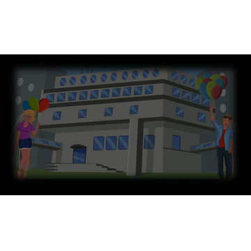 Emily James holding balloons