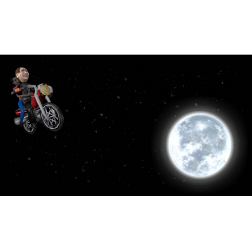 Waldisglédson in his flying motorcycle!