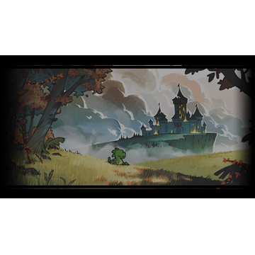 Lizard-Man looking back at the castle