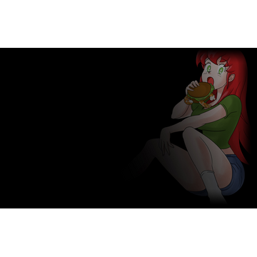 Rial eating a shrimp sandwich