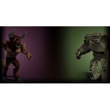 Minotaur and Rock Golem