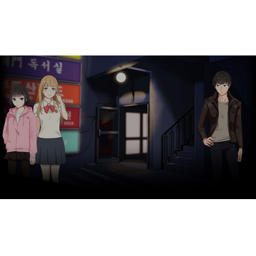 In front of the commercial building